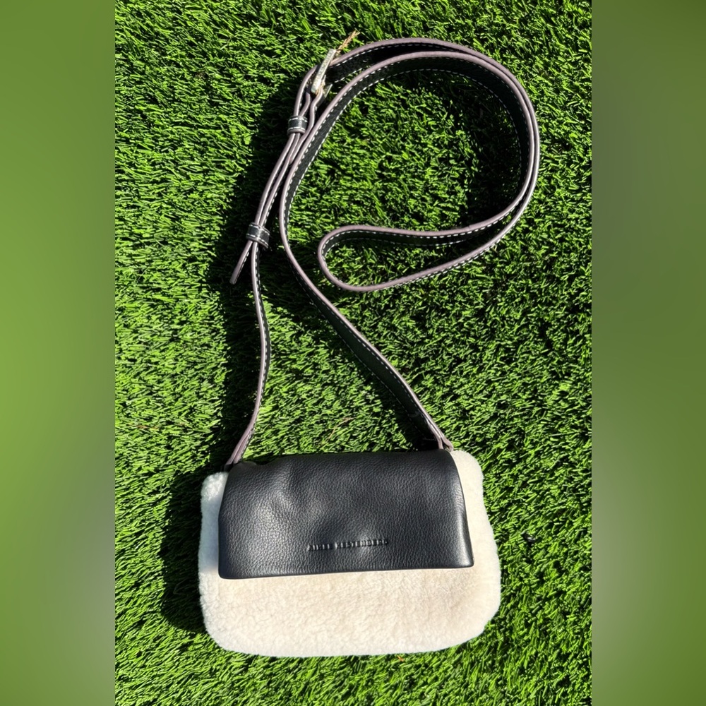 Aimee Kestenberg leather mini  shearling Crossbody Shoulder Bag